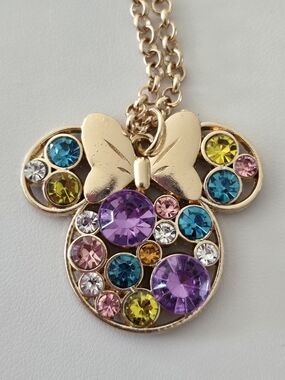 Gold-Tone Multicolor Crystal Minnie Pendant Necklace